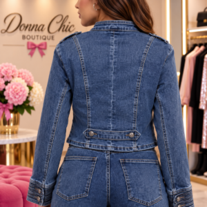 Giacca Denim Military Chic